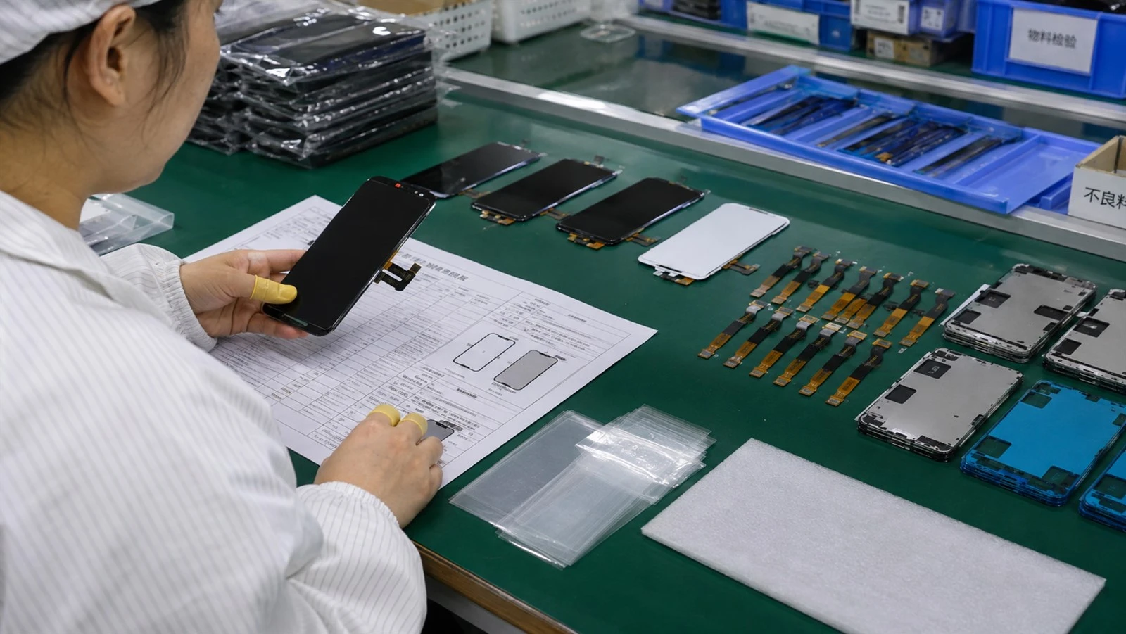 incoming material inspection for iPhone LCD screen production incoming material inspection for iPhone LCD screen production